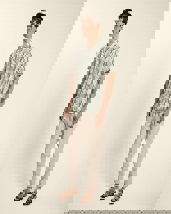 Larsson & Co Green Striped Short Sleeve Shirt