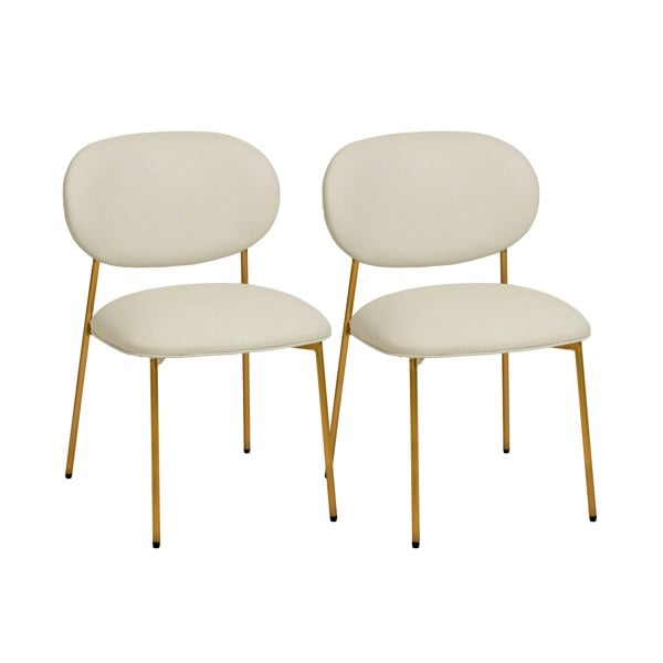 Furniture Edit McKenzie Cream Vegan Leather Stackable Dining Chair - Set of 2