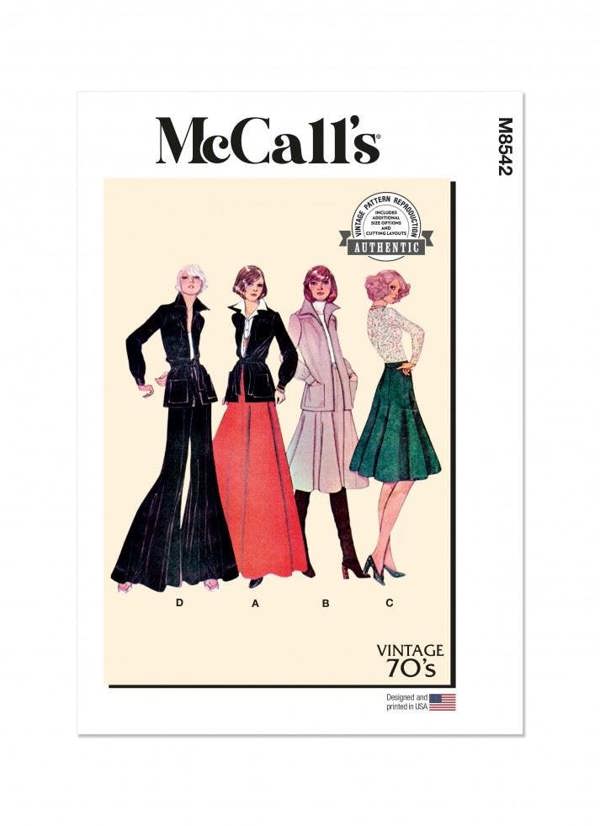 McCalls 8542 Paper Sewing Pattern – Women's Vintage Jacket, Skirt & Trousers, Size 6-16, Intermediate
