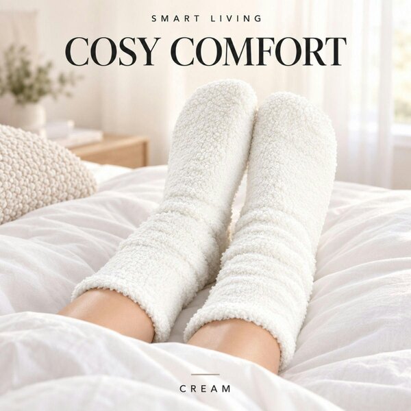 Smart Living 2 Pairs of Teddy Socks - Cream
