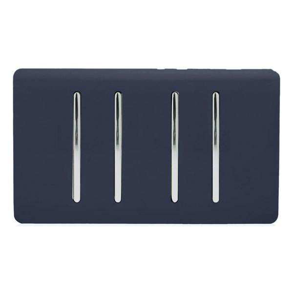 Trendi Switch 4 Gang 1 or 2 Way Light Switch in Navy Blue