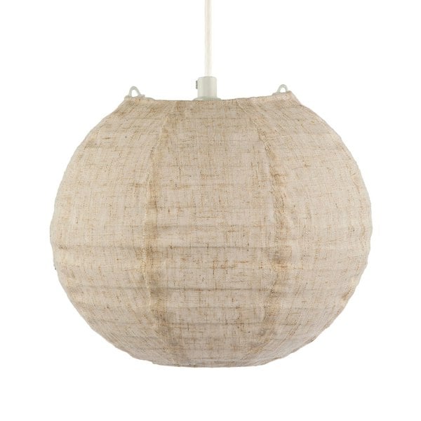 Chic Natural Linen Fabric Oatmeal Spherical Pendant Lighting Shade Image 5