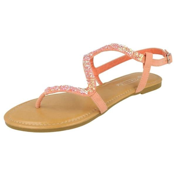 Spot On Ladies Spot On Open Toe Glitter Swirl Sandals