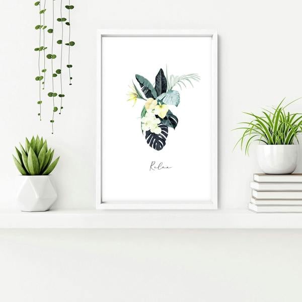 Decoration for bathroom walls | Set of 3 Tropical wall art