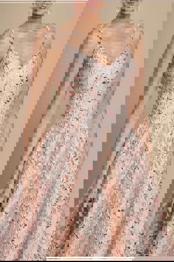 Jacquard Sleeveless A-line Midi Dress - Blush Pink DR4163