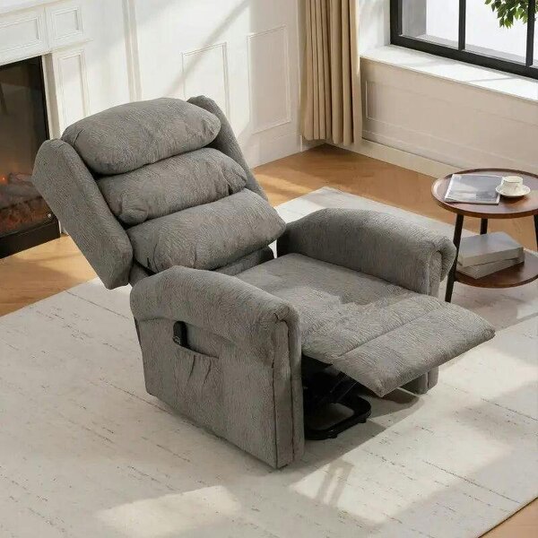 Velvet-Feel Electric Riser Recliner Chair, Power Lift Recliner Chair for Elderly with Remote Control, Dark Grey