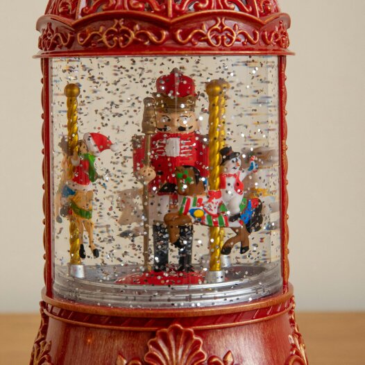 Samuel Alexander 23cm Dual Powered Christmas Water Spinner Lantern with Rotating Nutcracker Scene