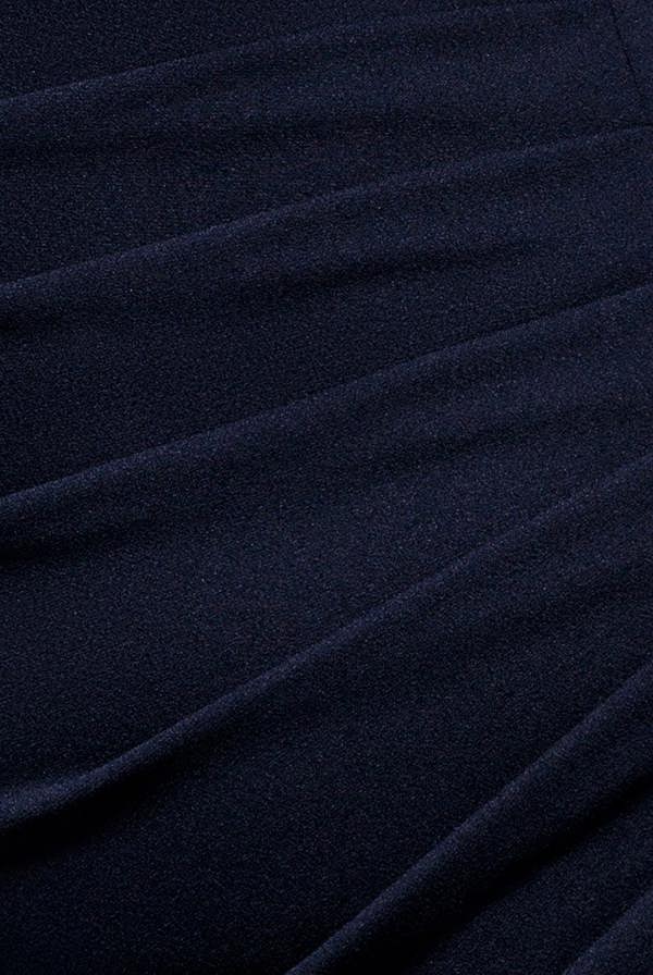 Off Shoulder Pleated Waist Asymmetric Midaxi Dress - Navy Blue DR5137