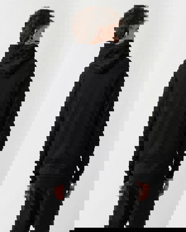 back shot of a model wearing a BOSS Orange Mens Authentic Zip Up Loungewear Hoodie in Black 004