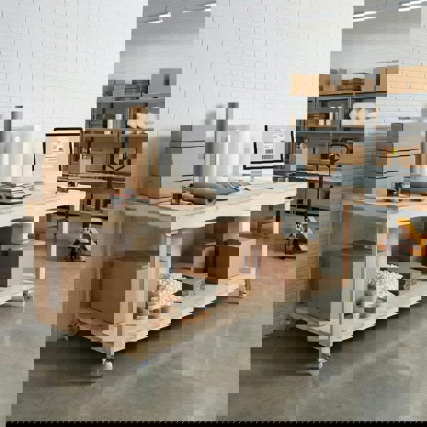 Arbor Garden Solutions Wooden Workbench Eucalyptus Hardwood Top Depth-4ft with Wheels