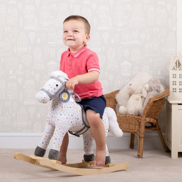 Bigjigs Toys Wooden Patterned Rocking Horse - Sturdy & Easy Grip Handles