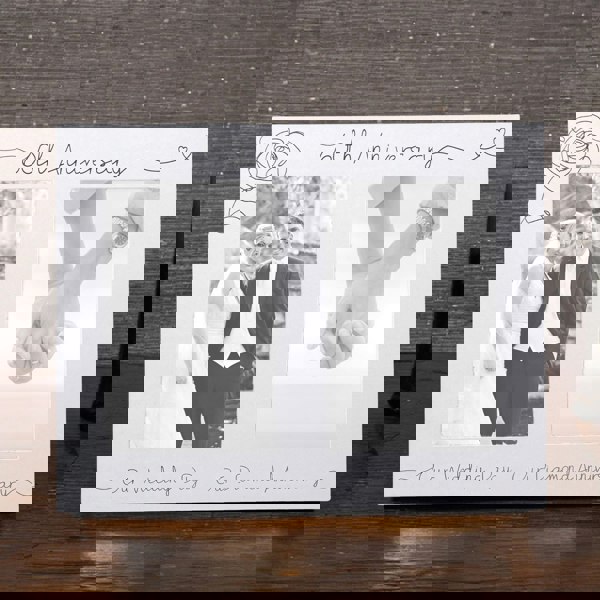 Beautiful Double Picture Frame for 60th Wedding Anniversary - Silver Foil Text Image 7