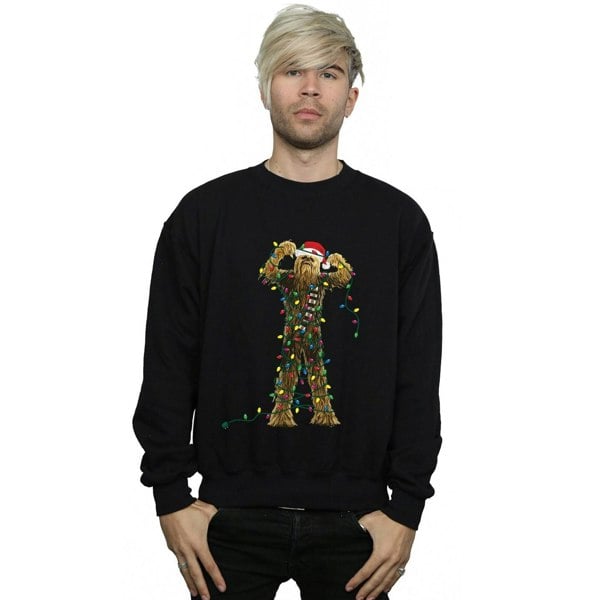 Star Wars Mens Chewbacca Christmas Lights Sweatshirt - Black