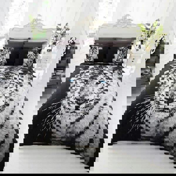 Smart Living 3D Duvet Cover and Pillowcase Set - White Tiger