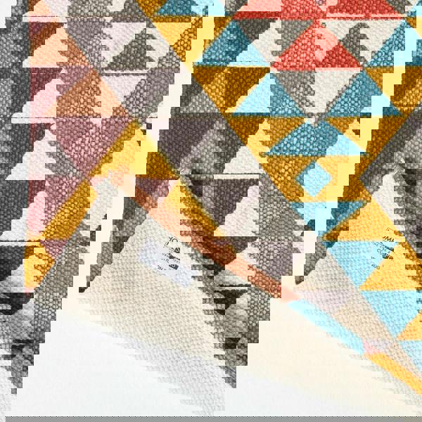 HOMESCAPES Oslo Orange, Brown and Yellow Multi Coloured 100% Cotton Diamond Pattern Rug