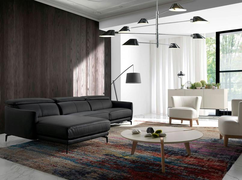 Angel Cerdá Corner sofa in black leather 6040/6041