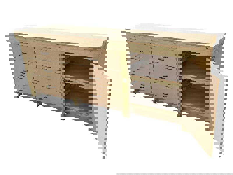 Wooden MDF Top Workbench – Sturdy tool cabinet with a lockable cupboard and double shelf for extra storage. Ideal for garages, workshops, and studios