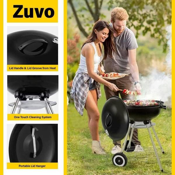 Dyzi 45cm Round Charcoal BBQ Kettle Grill Outdoor Portable Barbecue