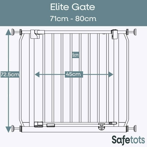 Bettacare Elite Pressure Dog Gate, 71cm - 80cm, Matt Grey, Pressure Fit Pet Gate for Dog and Puppy