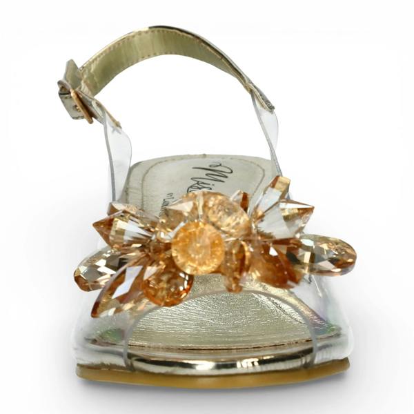 Laura Vita Mily 22 - Women’s Clear Golden Slip-On Heel Sandals
