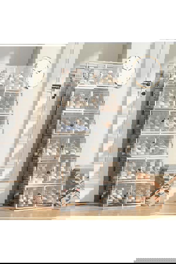 Living and Home 12Pcs Plastic Stackable Shoe Storage Box Organiser