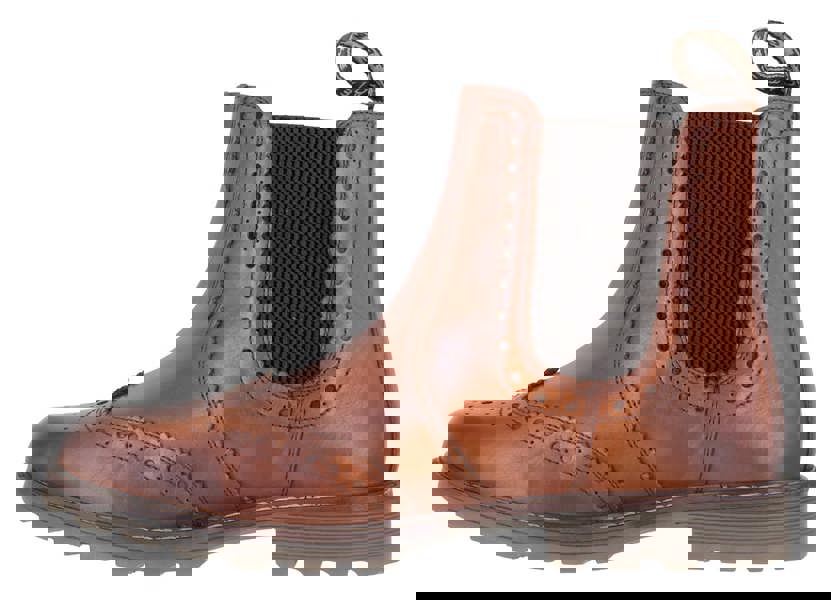 Catesby Mens Pull On Leather Brogues Chelsea Dealer Ankle Boots