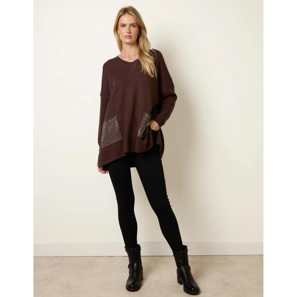 Blue Vanilla Diamante Pocket Knit Jumper
