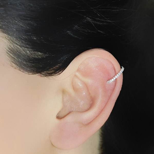 Cubic Zirconia Sterling Silver Ear Cuff - Spero London