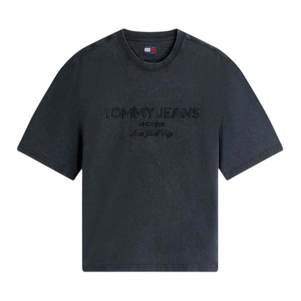 Tommy Jeans Mens 90s Embroidered Crew Neck T-Shirt - Black - 