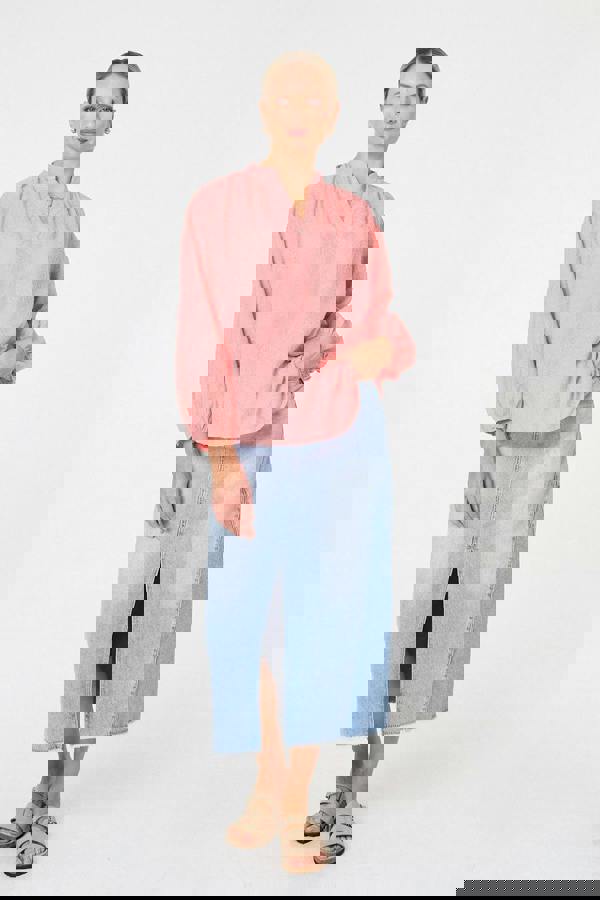 Coral | Embroidered Layered Long Sleeve Blouse