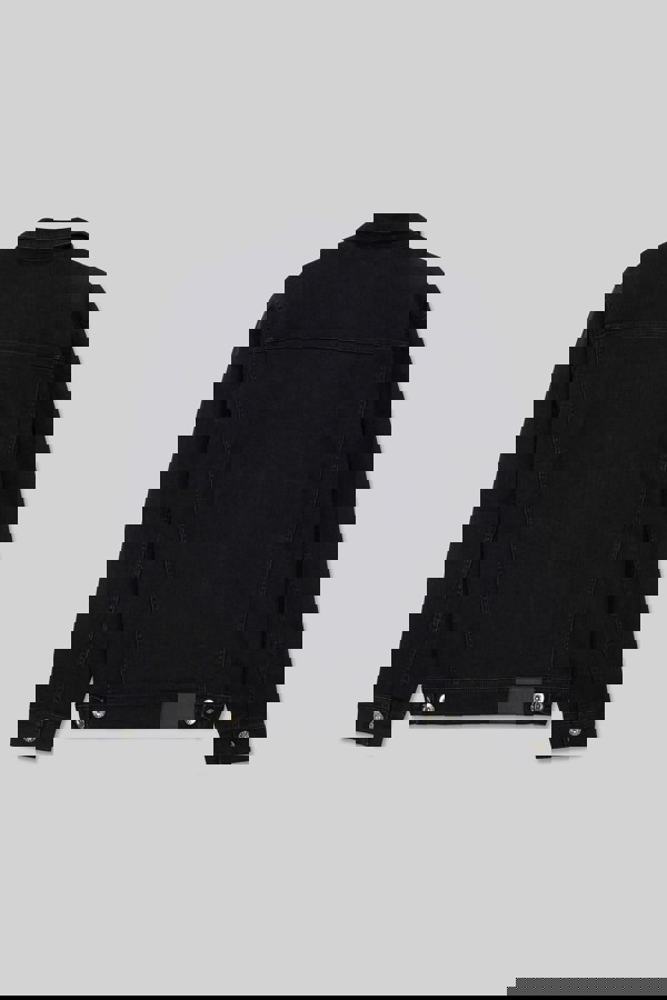 Mens Black Washed Black Denim Jacket