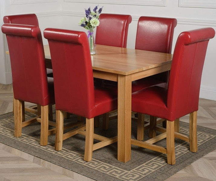 That's Furniture Oslo 150 x 90cm Medium Oak Dining Set with Washington Leather Chairs