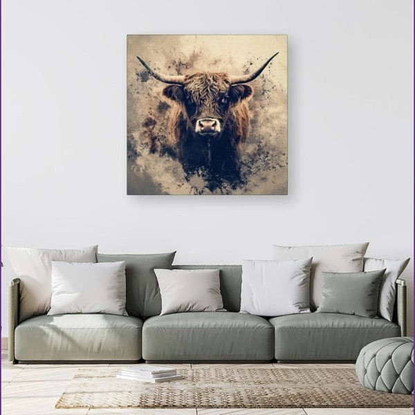 Warren Reed Moody Splashart Highland Cow Canvas
