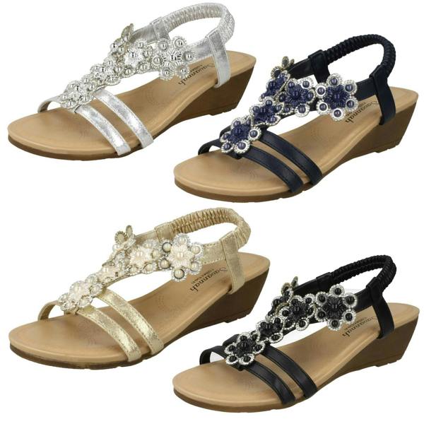 Savannah Ladies Savannah Mid Wedge Slingback Sandals