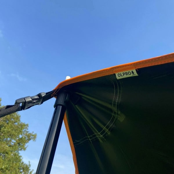 The corner eyelet that the pole will go through on the OLPRO Modern Shade Canopy