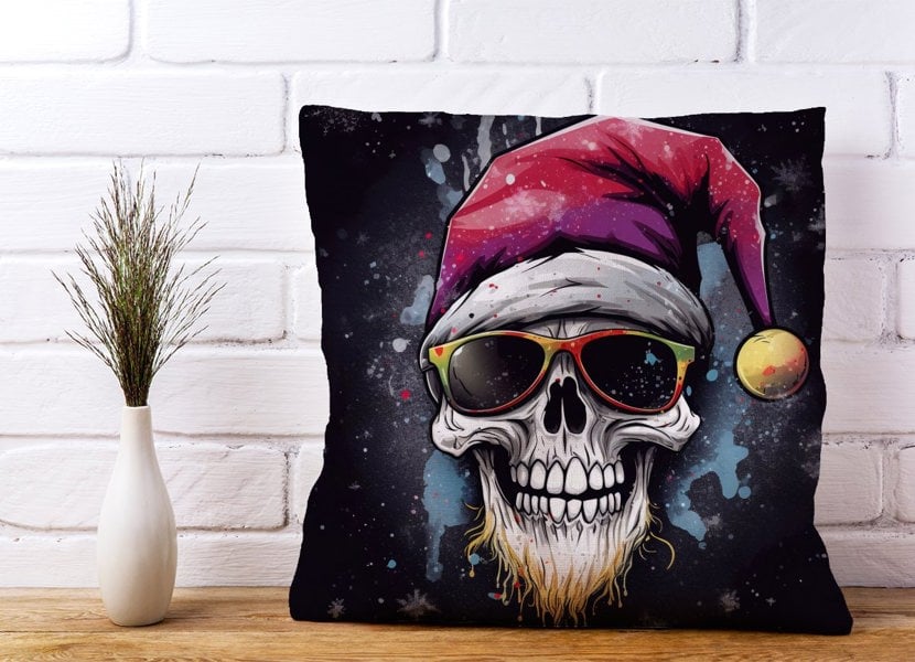 Warren Reed Happy Santa Skull Splashart Cushions