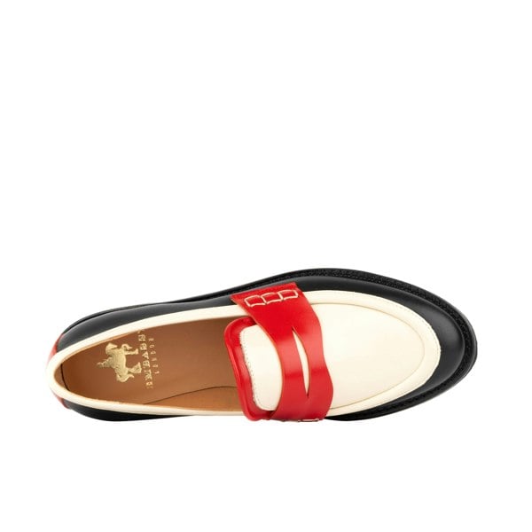 Embassy London Kay - Red & Cream & Black - Women's leather dressy almond toe penny loafer