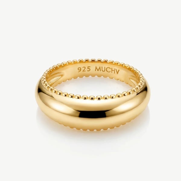 MUCHV Gold Plated Curved Dome Ring - Sphere