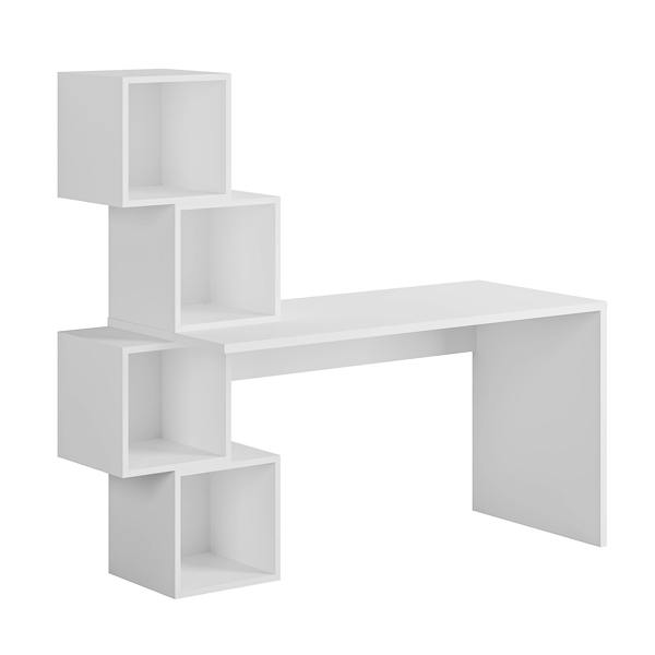Decortie Balance Desk Modern 4-Tier Open Storage Shelves Engineered Wood 140x153.5x60cm