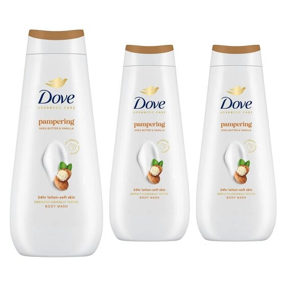 Dove Advanced Care Pampering Body Wash 24H Renewing Micromoisture, 3x400ml