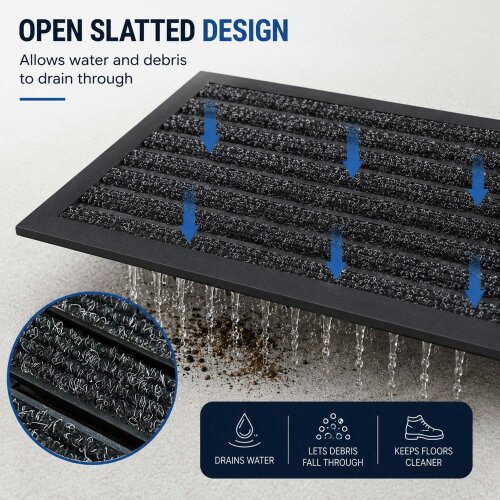 Nicoman Integrated Brush Strip Door Mat with Elevated Drainage Design