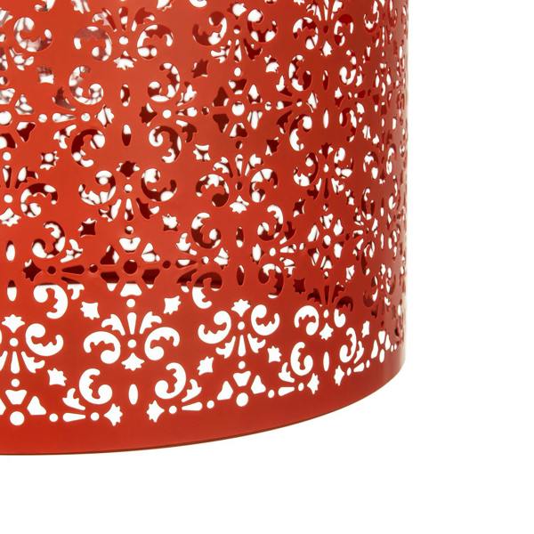 Vivid Orange Moroccan Metal Pendant Lamp Shade with Floral Decoration Image 5