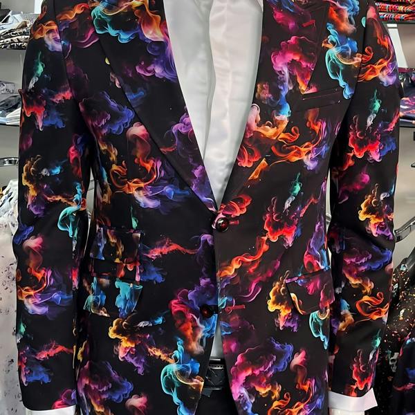SMOKE AND COLOUR SYMPHONY PRINT JACKET – Premium Men's Patterned Shirt by Claudio Lugli | Bold Design, Tailored Fit, Best Printed Shirts