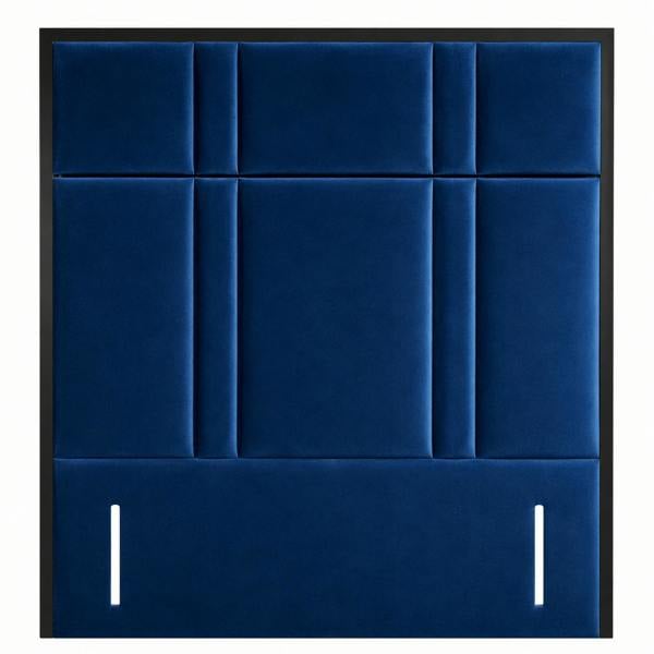 Great British Beds Alice headboard with Contrast Border - Blue Plush