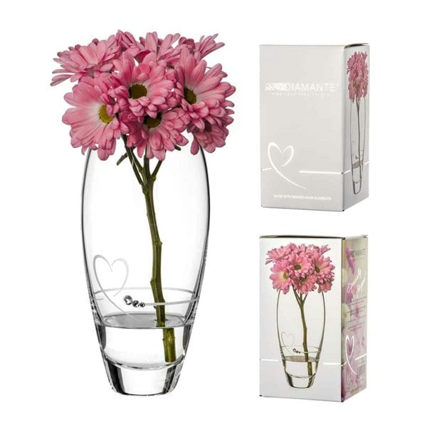 Diamante Petit Heart Bud Vase Adorned with Crystals by Swarovski® - 18cm