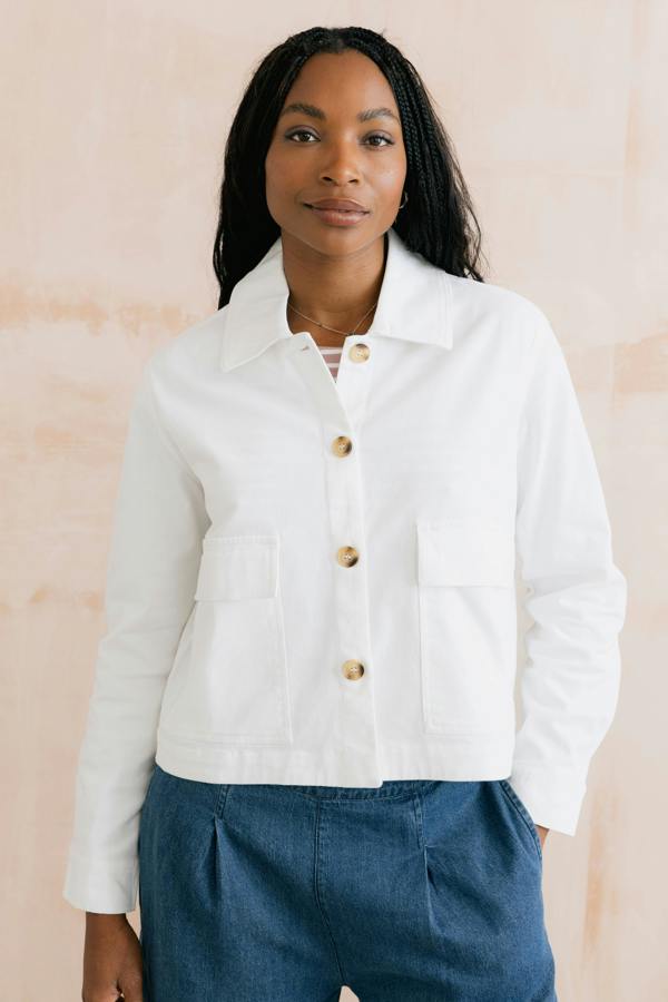 Lily & Me Effie Stretch Cotton Twill Jacket White