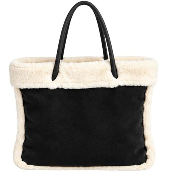Lorenz Large Faux Sheepskin Top Zip Tote Bag
