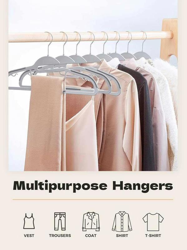 Dyzi 30 Pack White Plastic Coat Hangers Non Slip Heavy Duty