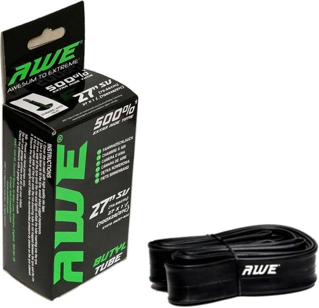 Awe Butyl Rubber 27"x 1 1/4 (700x28/37C) Inner Tube 500%* Extra Ride Time Schrader Valve