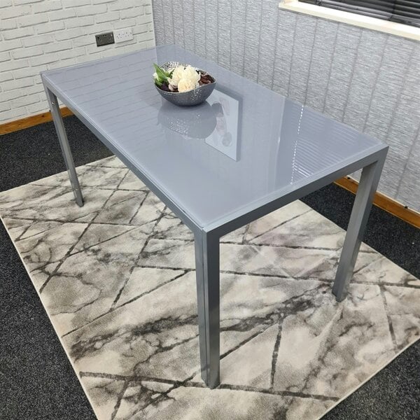 Kosy Koala Dining Table Grey Glass Kitchen Place for 6 Seats, Dining Table Only (Grey H 75 x L 134 x W 70 cm)